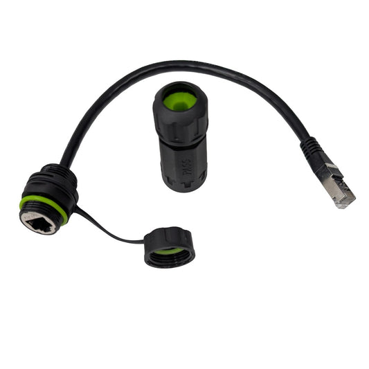 IP68 waterproof RJ45 CAT6A panel mount connector with 200mm shielded cable