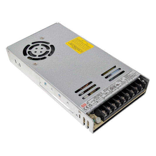 Mean Well LRS-350-12 12V 350W power supply showing terminal connections