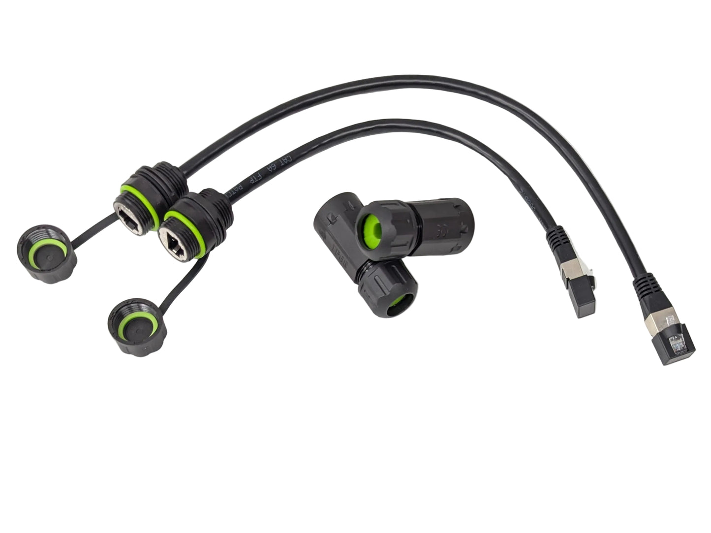 200mm vs 300mm shielded CAT6A cable lengths panel mount RJ45 glands with caps and waterproof connectors