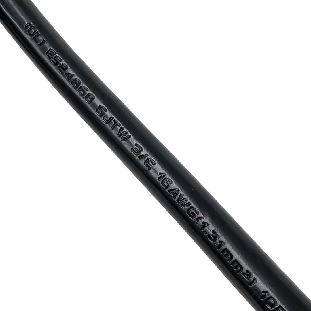 16/3 SJTW power cord jacket marking on NEMA 5-15P replacement cord