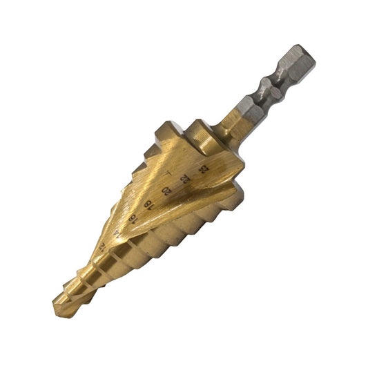 6–25mm titanium spiral step drill bit with hex shank