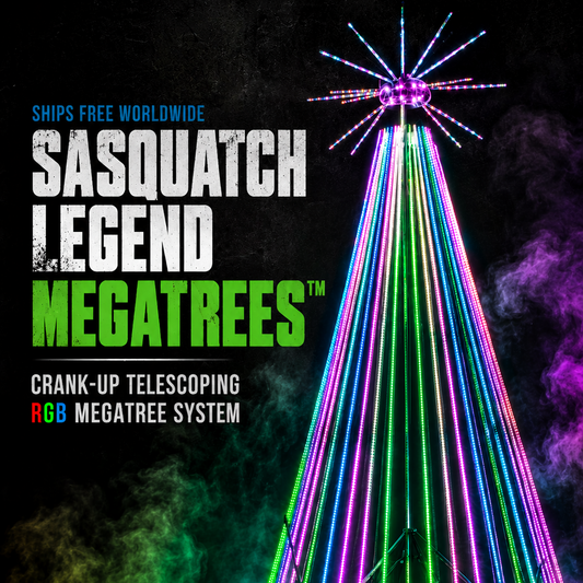 Mattos Designs™ Sasquatch Legend MegaTrees™ – Crank-Up Telescoping RGB MegaTree System