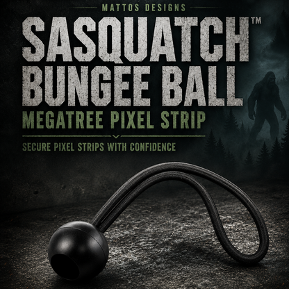 Mattos Designs™ Sasquatch MegaTree™ Pixel Strip Bungee Balls – 8-Pack, 4" Black Rubber