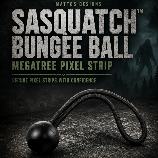 Mattos Designs™ Sasquatch MegaTree™ Pixel Strip Bungee Balls – 8-Pack, 4" Black Rubber