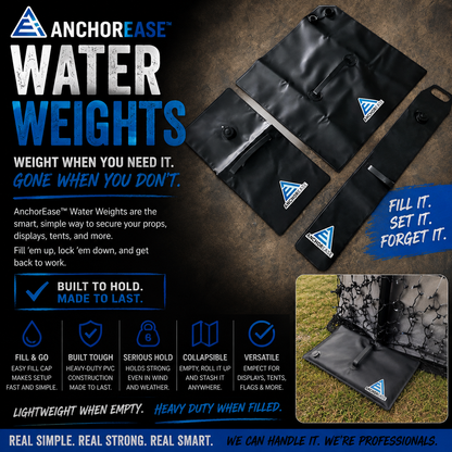 Mattos Designs™ AnchorEase™ Water Weights – Collapsible PVC Display Ballast Bags