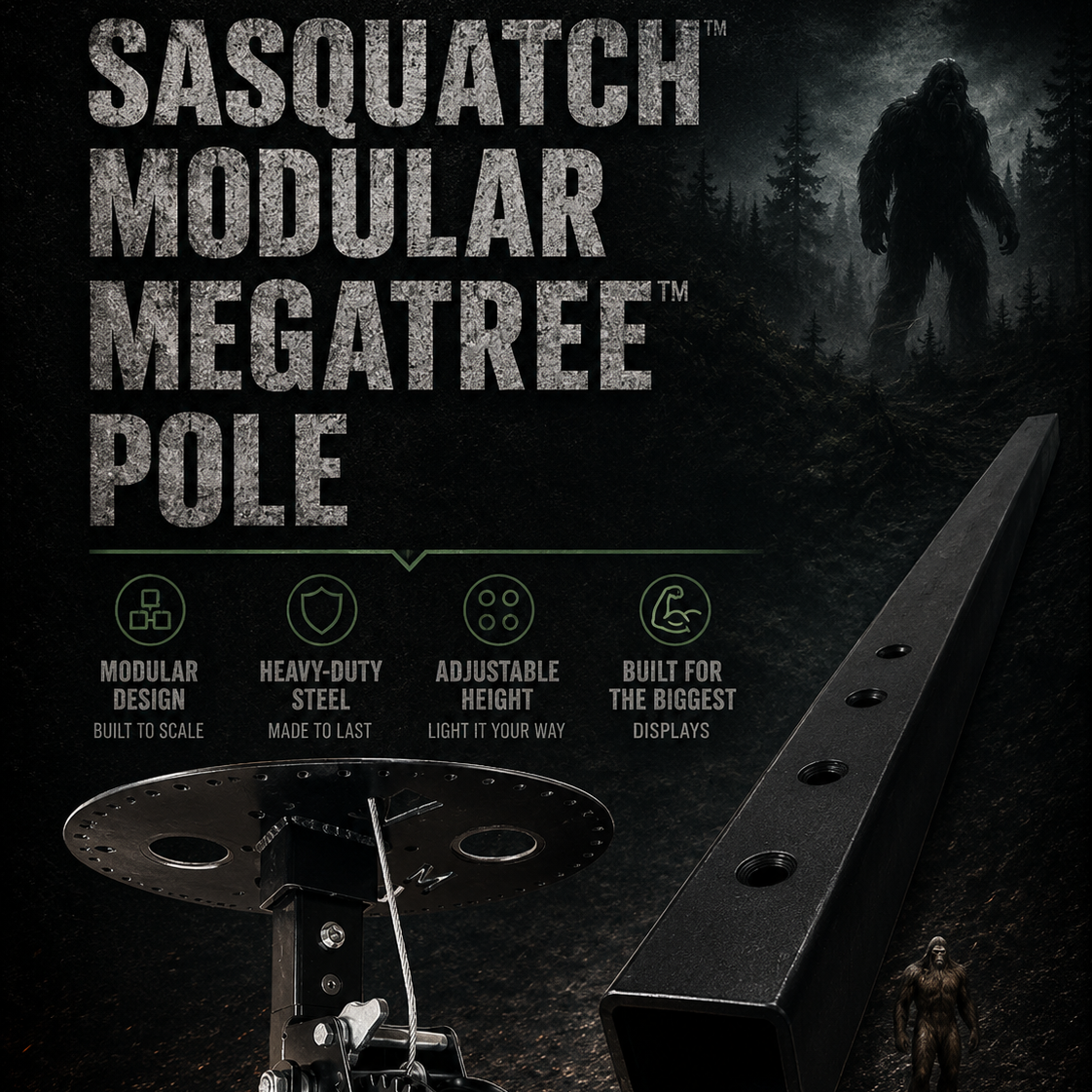 Mattos Designs™ Sasquatch™ Modular MegaTree™ Pole – Heavy-Duty 2x2 Steel Pole System