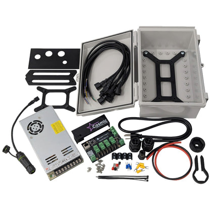 Exploded view of all parts included in the Cosmic 8-Series Build Kit on a white background