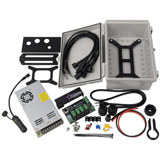 Exploded view of all parts included in the Cosmic 8-Series Build Kit on a white background