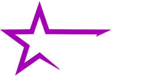 Cosmic Controllers company log consisting of a purple star shape on a white background