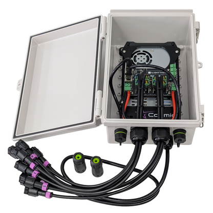 Baldrick8 V2 350W ready-to-run 8-port pixel controller in open weather-resistant enclosure with xConnect outputs