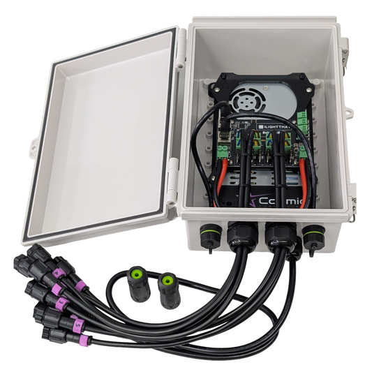 Baldrick8 V2 350W ready-to-run 8-port pixel controller in open weather-resistant enclosure with xConnect outputs