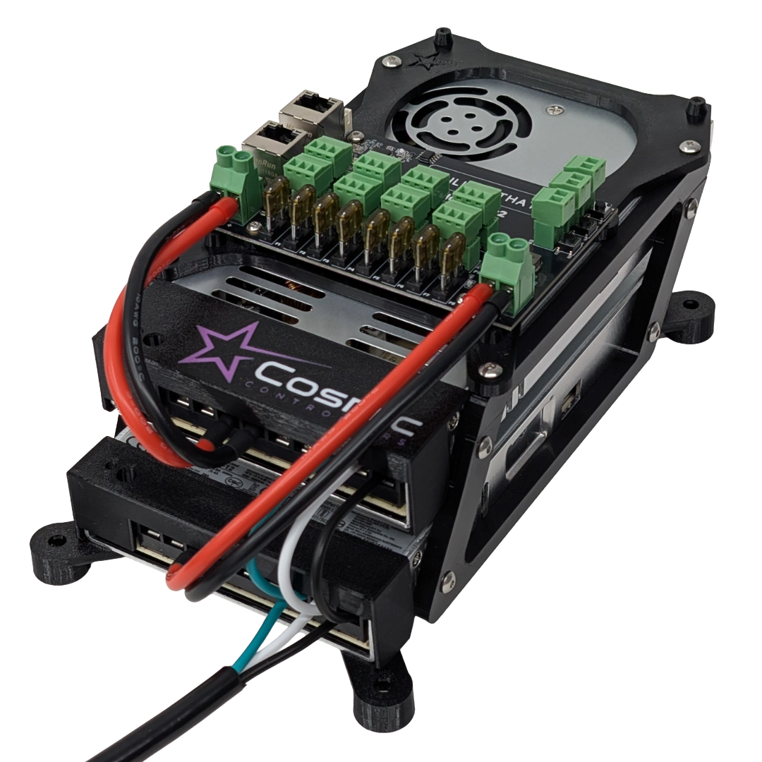 Baldrick8 V2 700W internal controller assembly with Baldrick8 board, dual Mean Well power supplies, and dual Ethernet ports