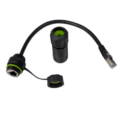 IP68 waterproof RJ45 CAT6A panel mount connector with 200mm shielded cable