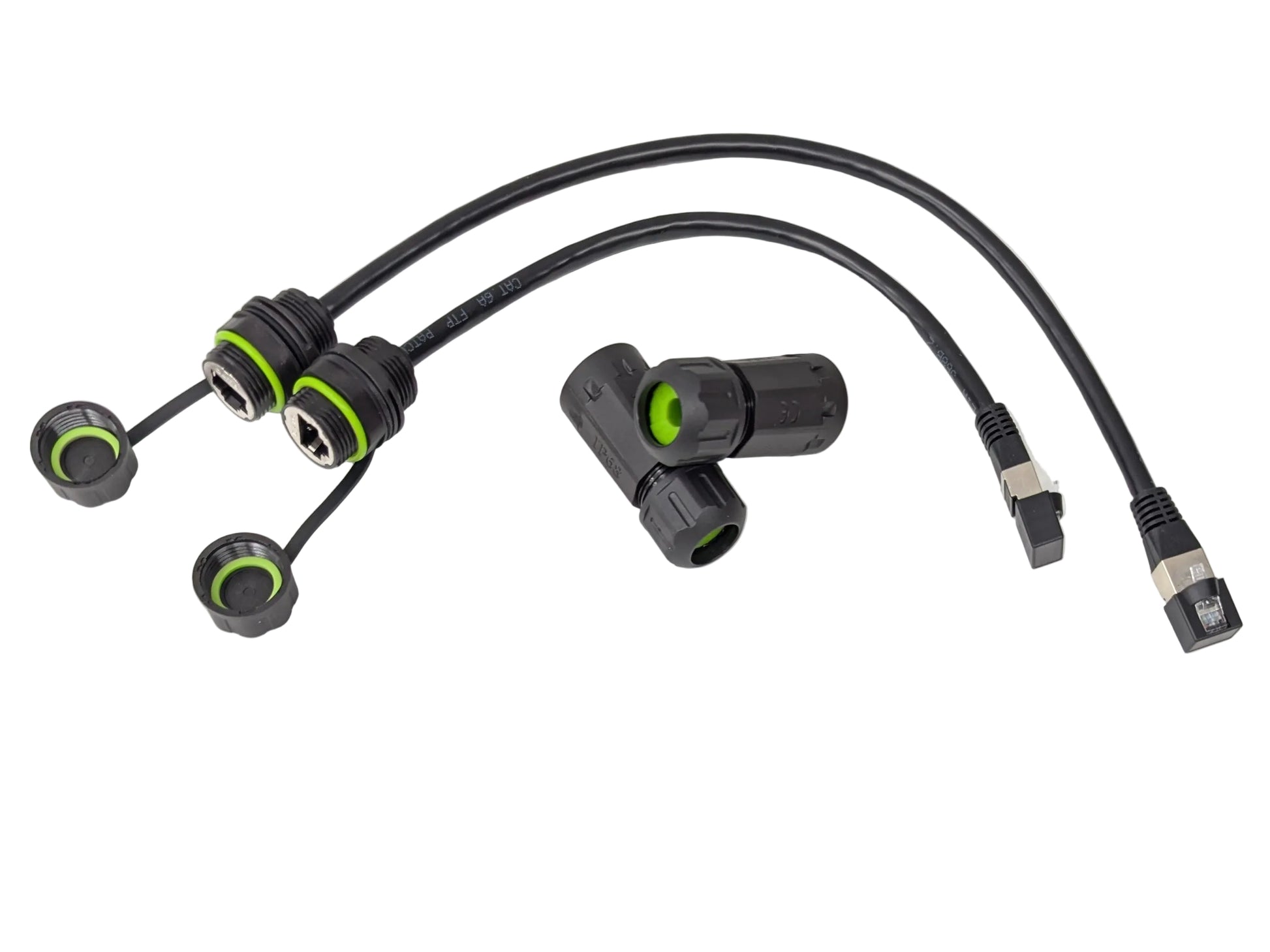 200mm vs 300mm shielded CAT6A cable lengths panel mount RJ45 glands with caps and waterproof connectors