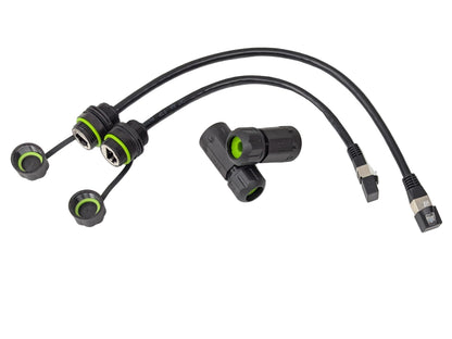 200mm vs 300mm shielded CAT6A cable lengths panel mount RJ45 glands with caps and waterproof connectors